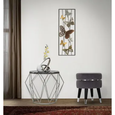 Stołek PARIS szary/srebrny 35x40,5 cm